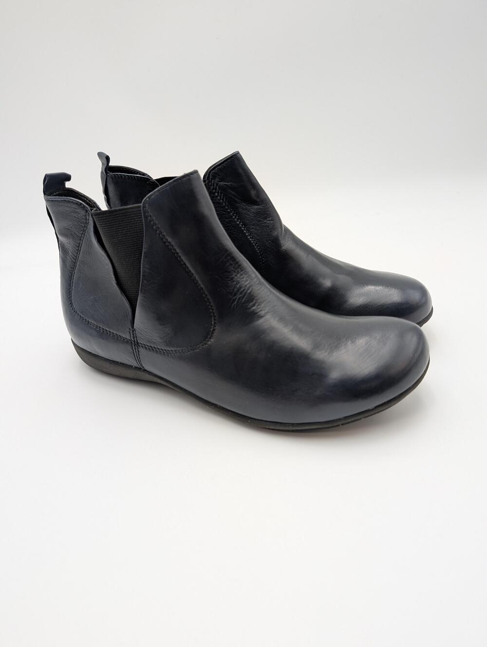 Josef Seibel Boots Womens Size 6.5 Blue Leather Chelsea Ankle Booties Comfort